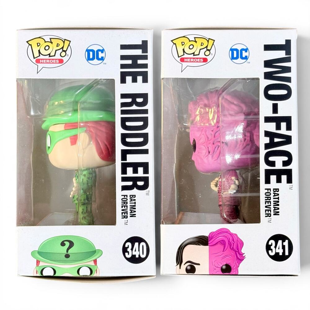 Funko POP! 2 Figures Batman Forever In Box 340 The Riddler 341 Two-Face Villains - Picture 2 of 11